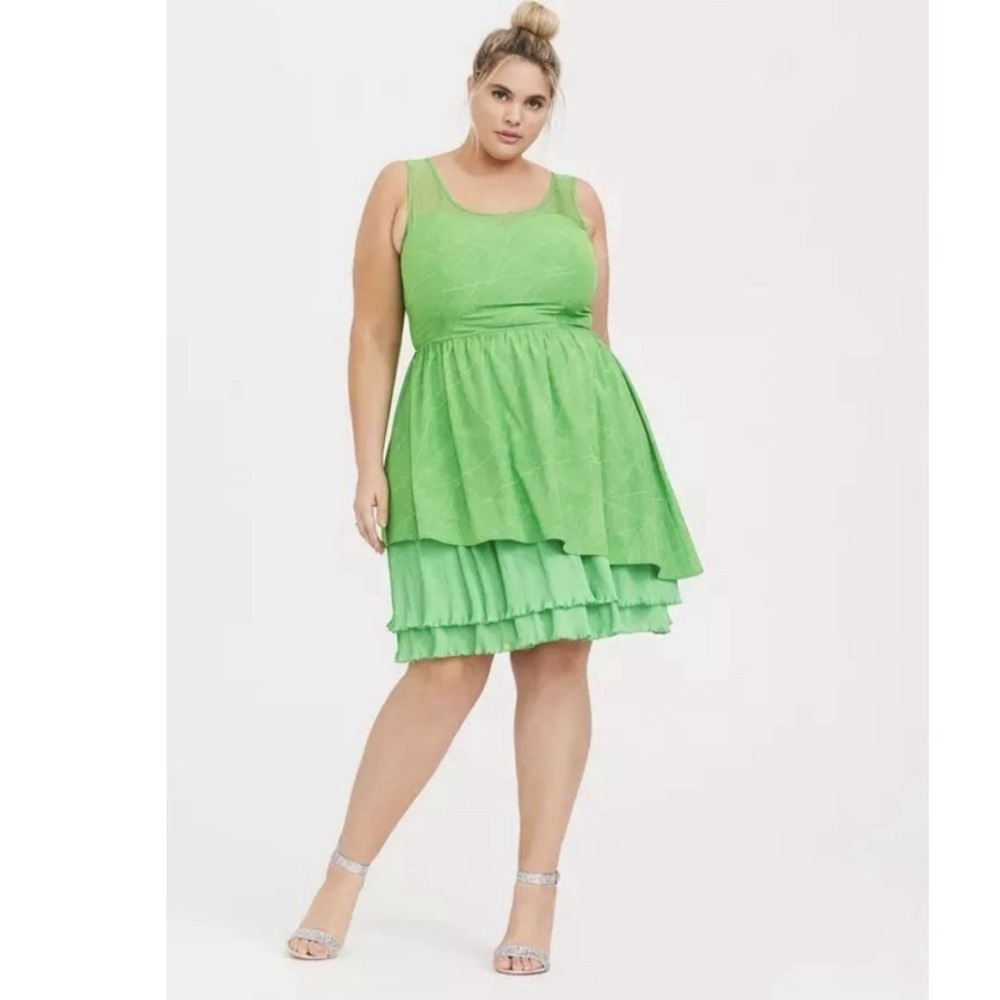 Torrid Disney Tinkerbell Lime Green Sleeveless Skater Dress Size‎ 22 Cosplay